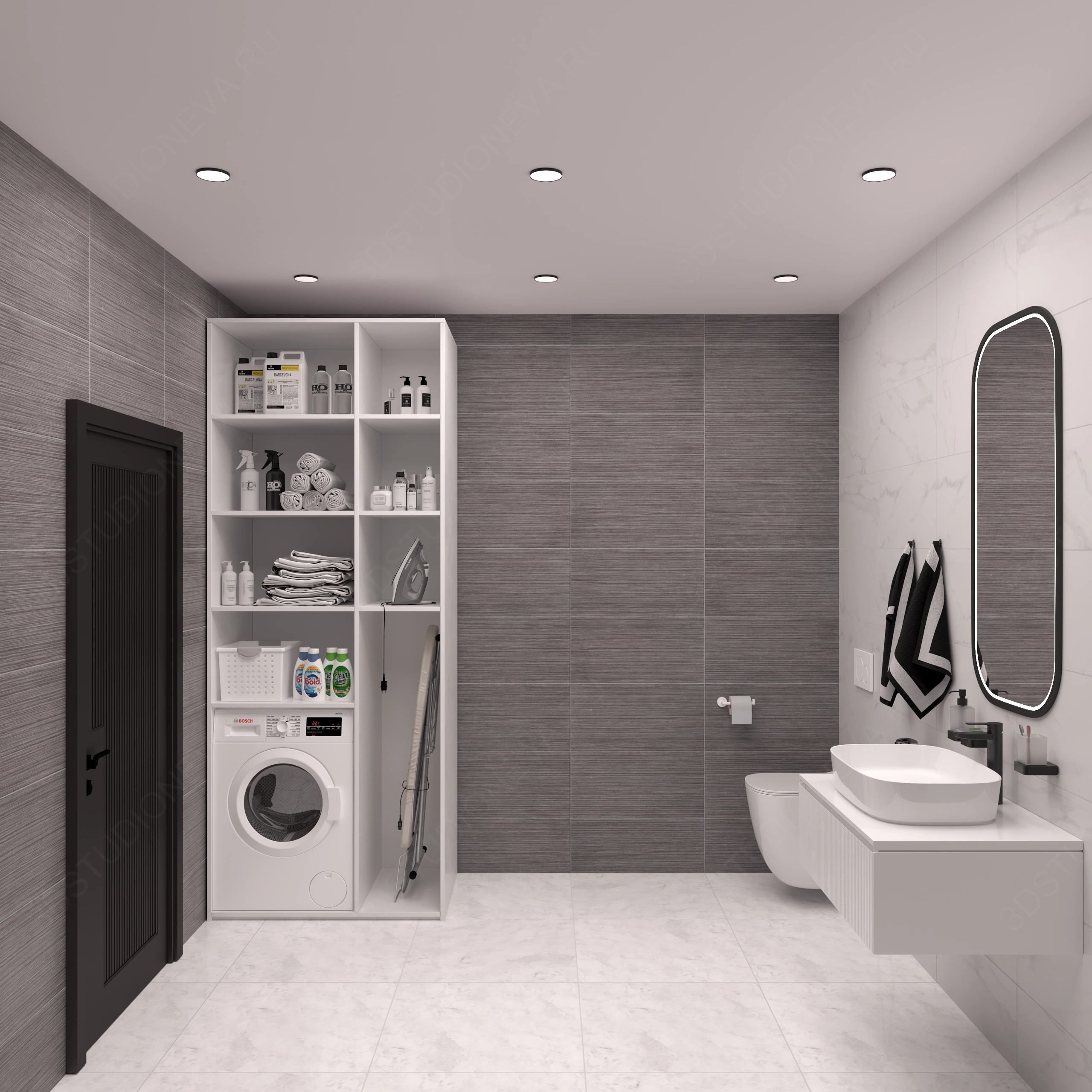 Современная ванная комната с душевой кабиной (Кадр_2)